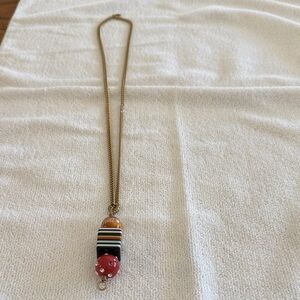 Elegant Gold and Red Pendant Necklace